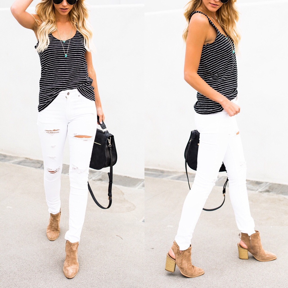 White Distressed Skinny Jeans